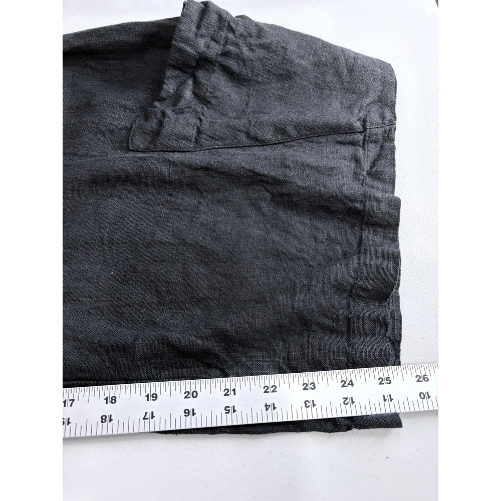 Bryn Walker Black Linen Wide Leg Cropped Pants Ankle Pockets Button Detail L USA - Picture 13 of 15